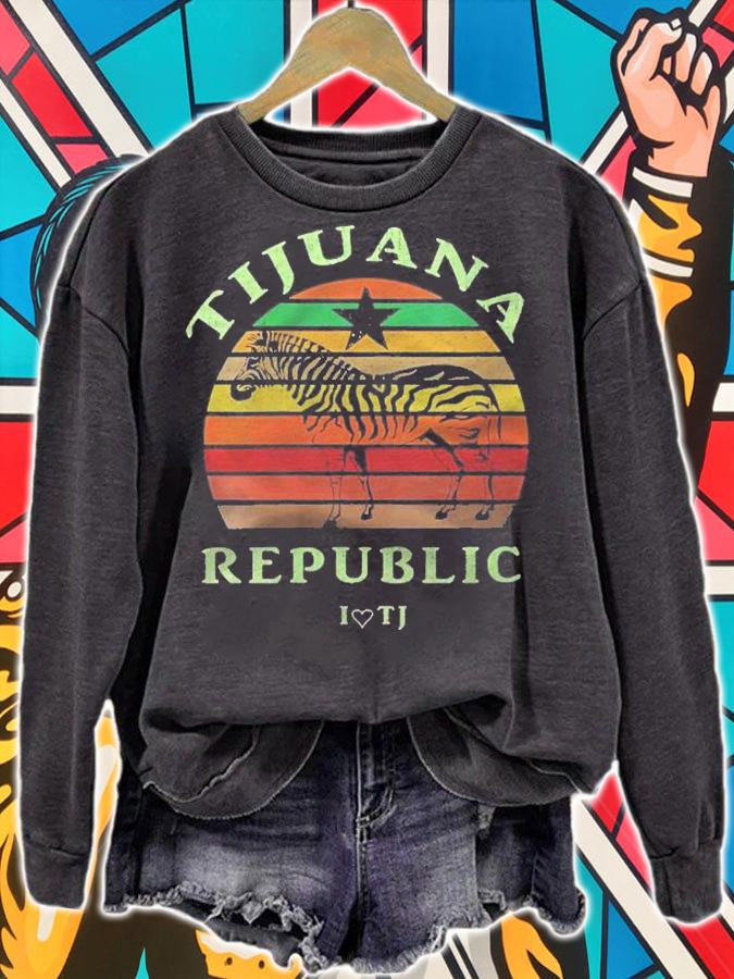Womens Tijuana Republic Tj Baja Mexico Retro Sunset Zebra Beach Shirt t-shirt