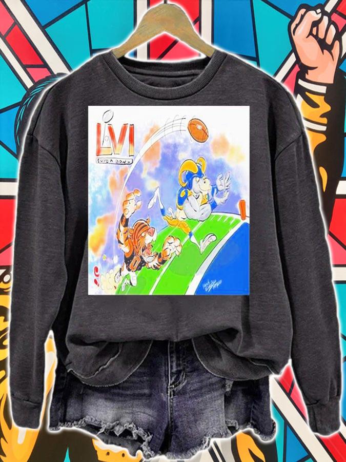 Cincinnati Bengals Tiger And Los Angeles Rams Goat LVI Super Bowl T-Shirt t-shirt sweatshirt