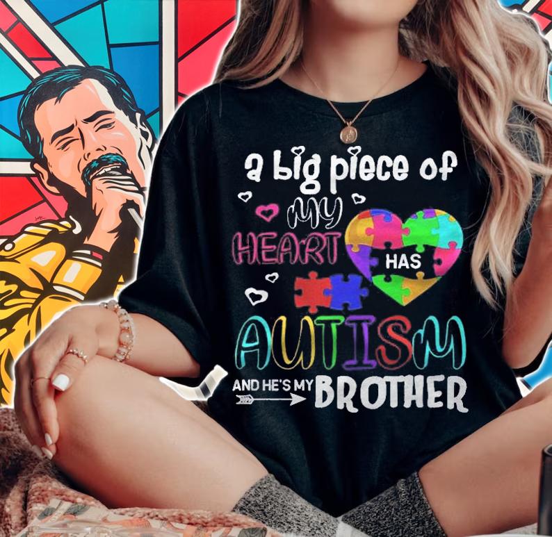 Cool Autism Awareness Autistic Brother Gift Shirt t-shirt woman shirt