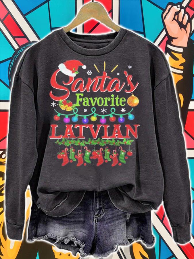 Funny Santas Favorite Latvian Christmas Santa Hat Light Shirt t-shirt sweatshirt