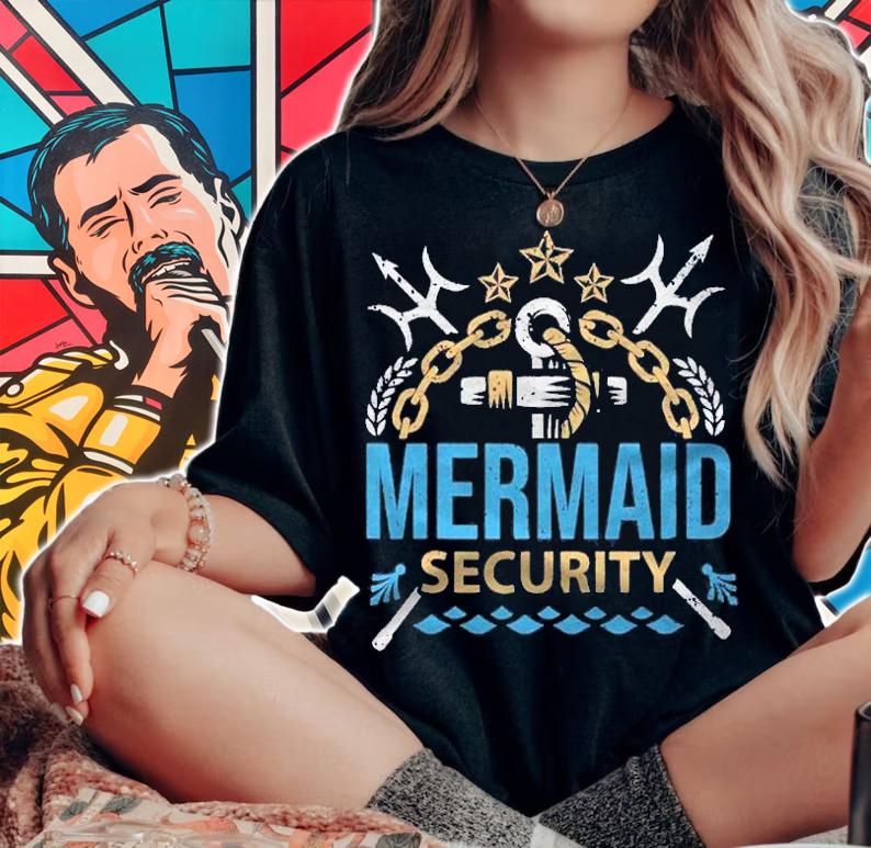 Merman Mermaid Party Swimming Sea Waves Mermaid Security Shirt t-shirt woman shirt