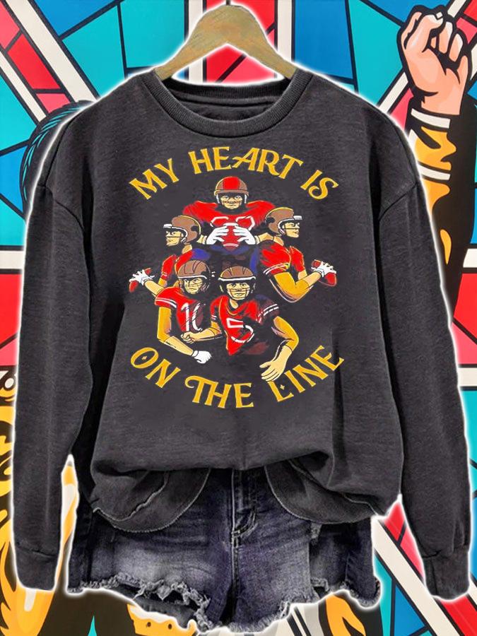 My Heart Is On The Line Sport Field Football T-Shirt t-shirt