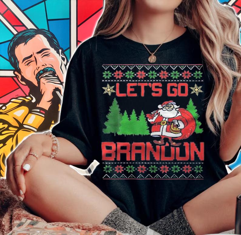 Let's Go Brandon Santa Ugly Christmas Funny Santa Claus T-Shirt t-shirt woman shirt