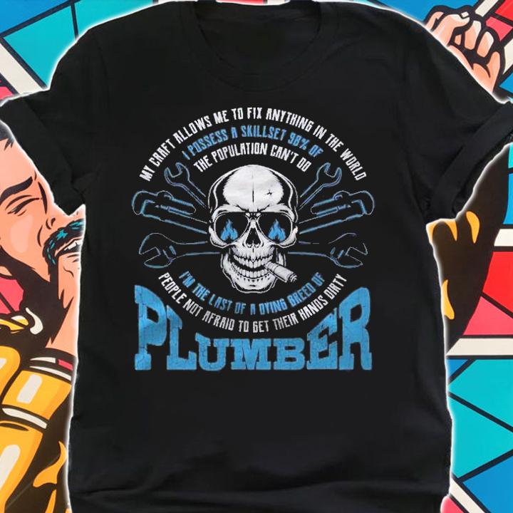 Plumbing Workers Cool Vintage Skull Plumber Shirt t-shirt shirt