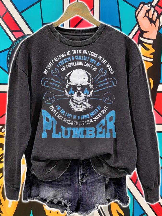 Plumbing Workers Cool Vintage Skull Plumber Shirt t-shirt sweatshirt