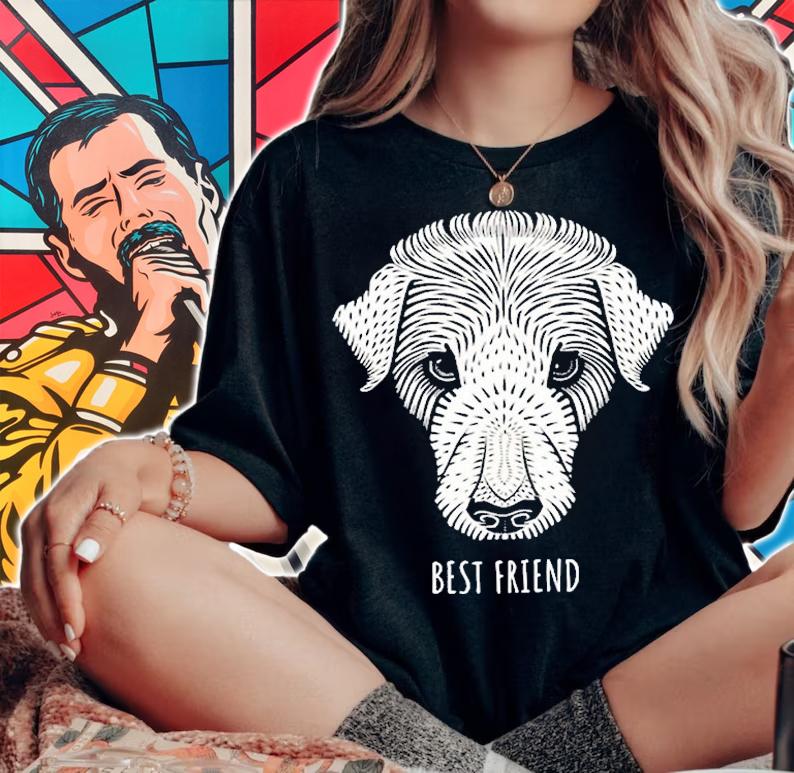 Vintage Dog Woodcut Best Friend T-Shirt t-shirt woman shirt