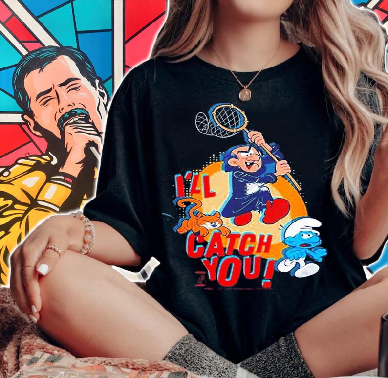 The Smurfs Gargamel Azrael Ill Catch You T-Shirt t-shirt woman shirt
