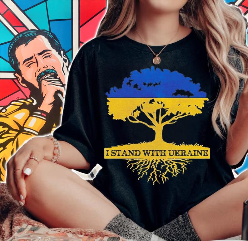 Ukrainian Flag Tree, Support Ukraine Stand With Ukraine T-Shirt t-shirt