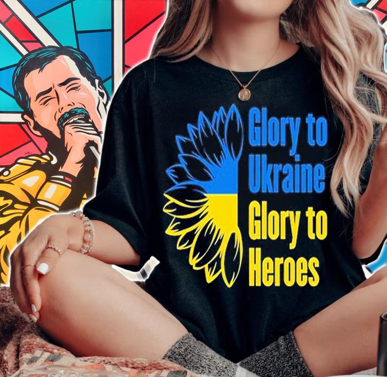 Glory To Ukraine Glory To Heroes Ukrainian Motto Peace Ukraine T-Shirt t-shirt woman shirt