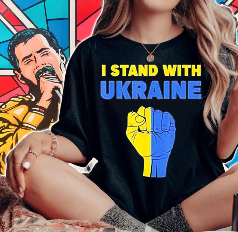I Stand with Ukraine Support Hand Ukraine T-Shirt t-shirt woman shirt
