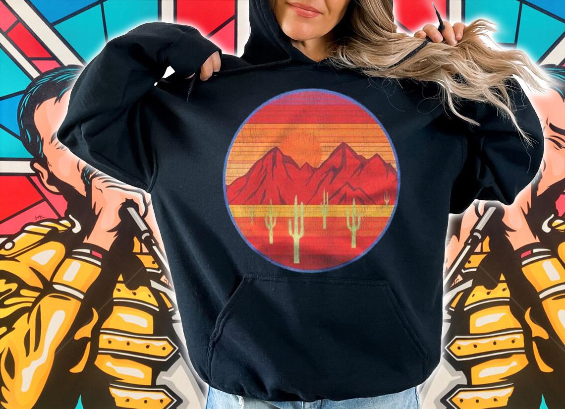 Vintage Southwest Mountain Desert Scene Raglan Baseball Shirt t-shirt hoodie