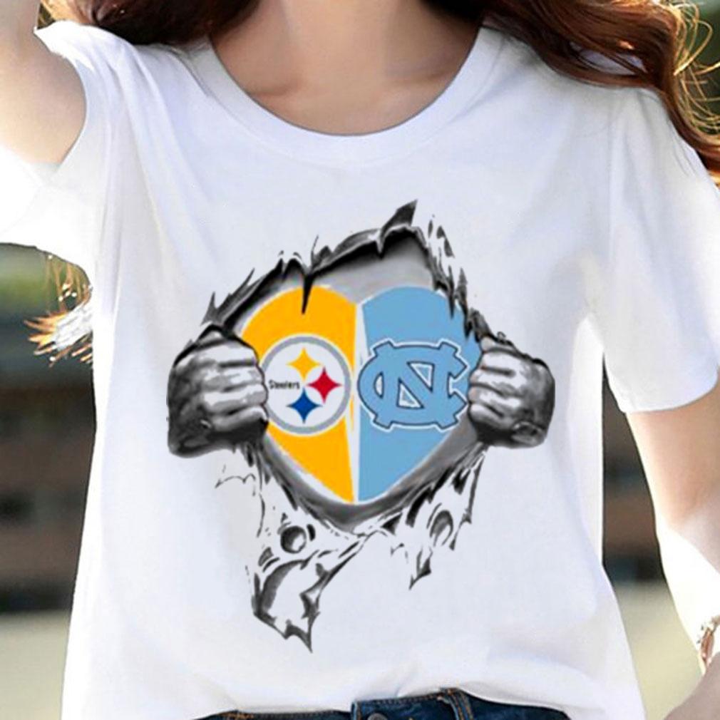 Blood Inside Me Pittsburgh Steelers And North Carolina Tar Heels t-shirt woman shirt