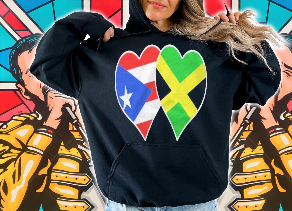 Jamaican Puerto Rican Heart Jamaica Puerto Rico Flag shirt t-shirt