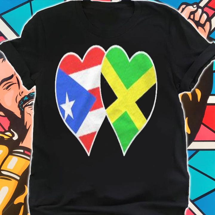 Jamaican Puerto Rican Heart Jamaica Puerto Rico Flag shirt t-shirt