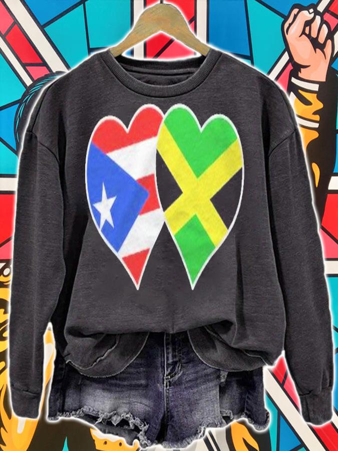Jamaican Puerto Rican Heart Jamaica Puerto Rico Flag shirt t-shirt