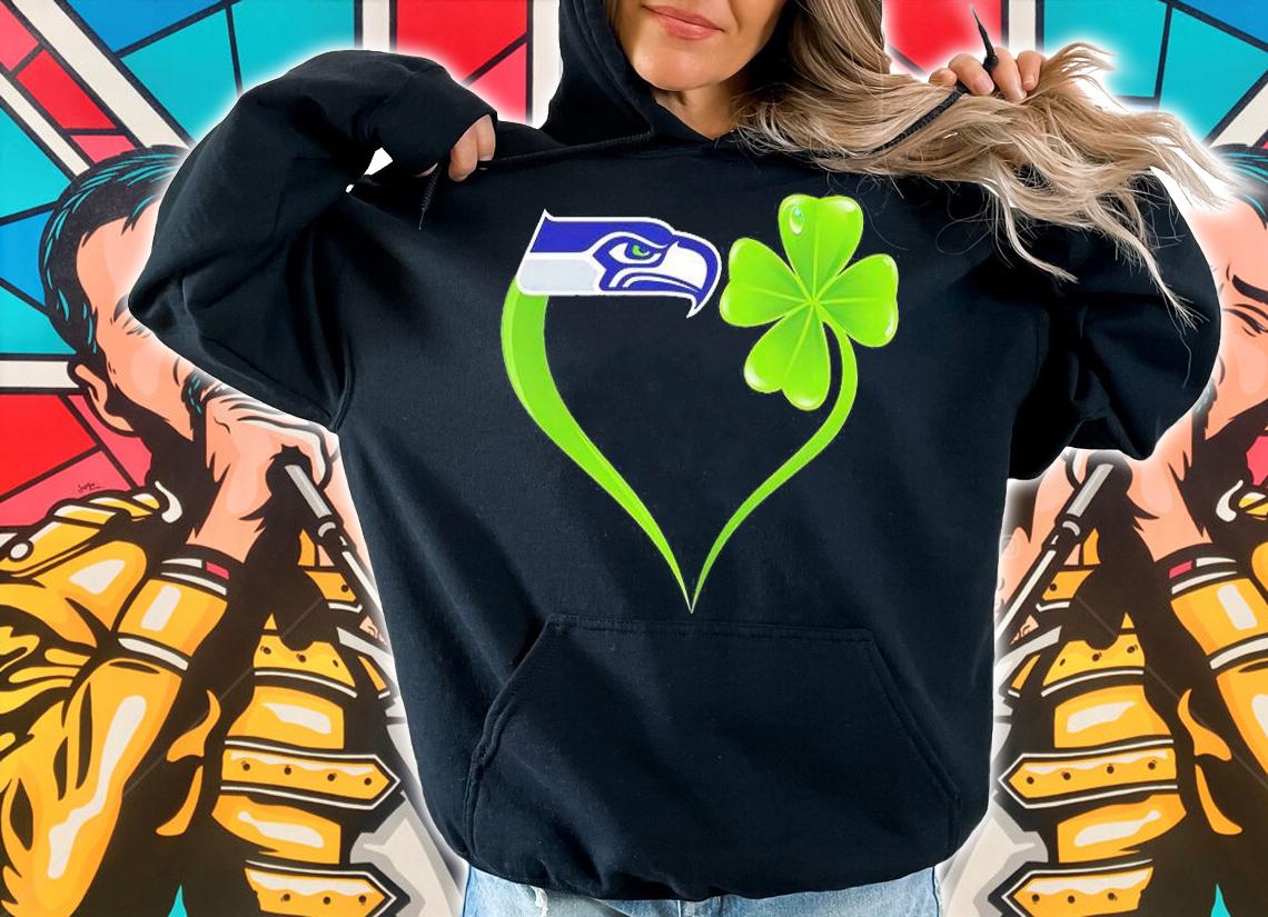 Seattle Seahawks Shamrock Heart St Patrick's Day T-Shirt t-shirt hoodie