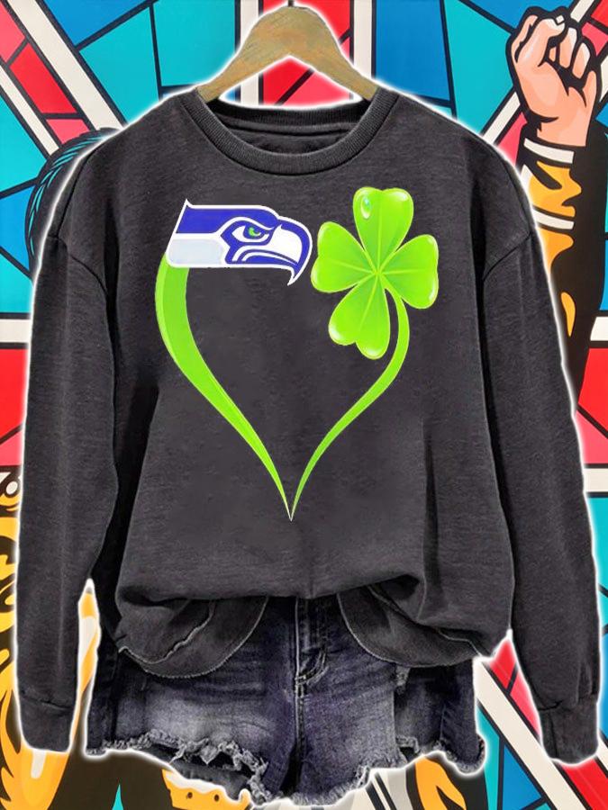 Seattle Seahawks Shamrock Heart St Patrick's Day T-Shirt t-shirt sweatshirt