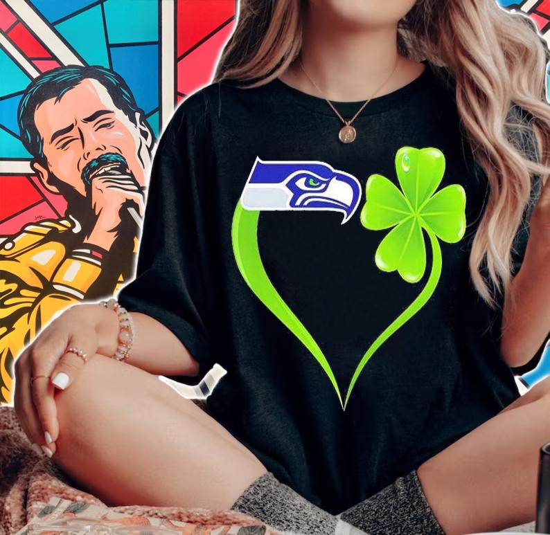 Seattle Seahawks Shamrock Heart St Patrick's Day T-Shirt t-shirt woman shirt