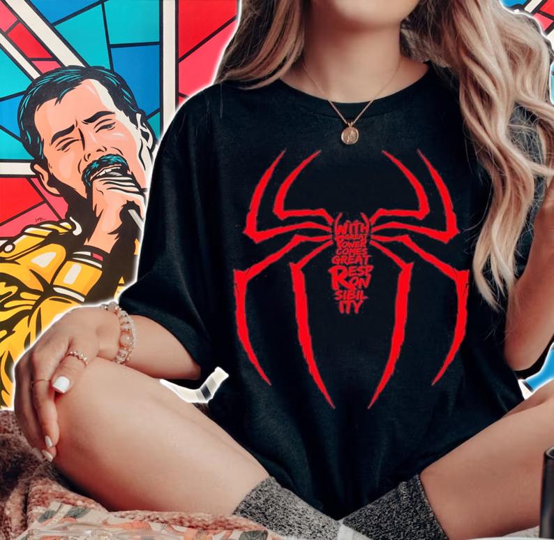 Spider Man with great power comes great responsibility shirt t-shirt woman shirt