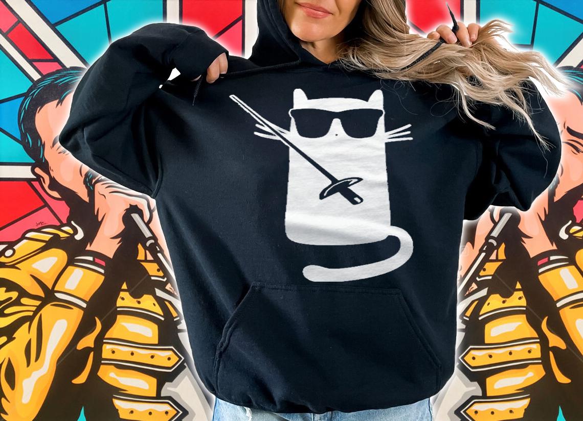 Funny Cat Wearing Sunglasses Fencing Shirt hoodie