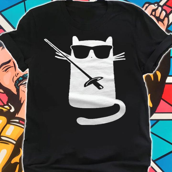 Funny Cat Wearing Sunglasses Fencing Shirt shirt