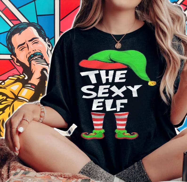 Funny Matching Christmas The Sexy Elf Shirt woman shirt