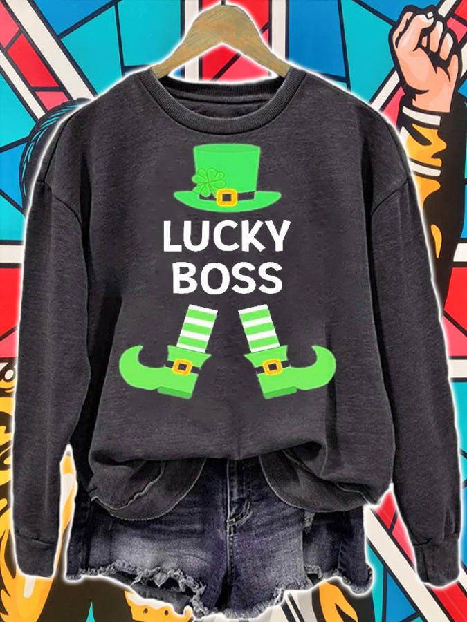 Lucky Boss Leprechaun Hat Legs St Patrick's Day T-Shirt sweatshirt