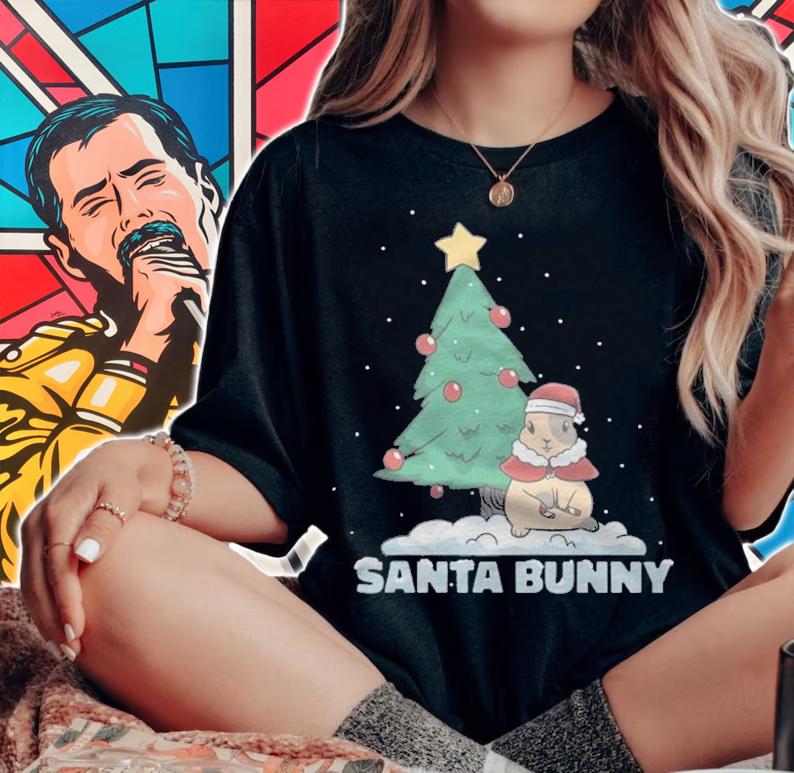 Santa bunny Christmas T-shirt woman shirt