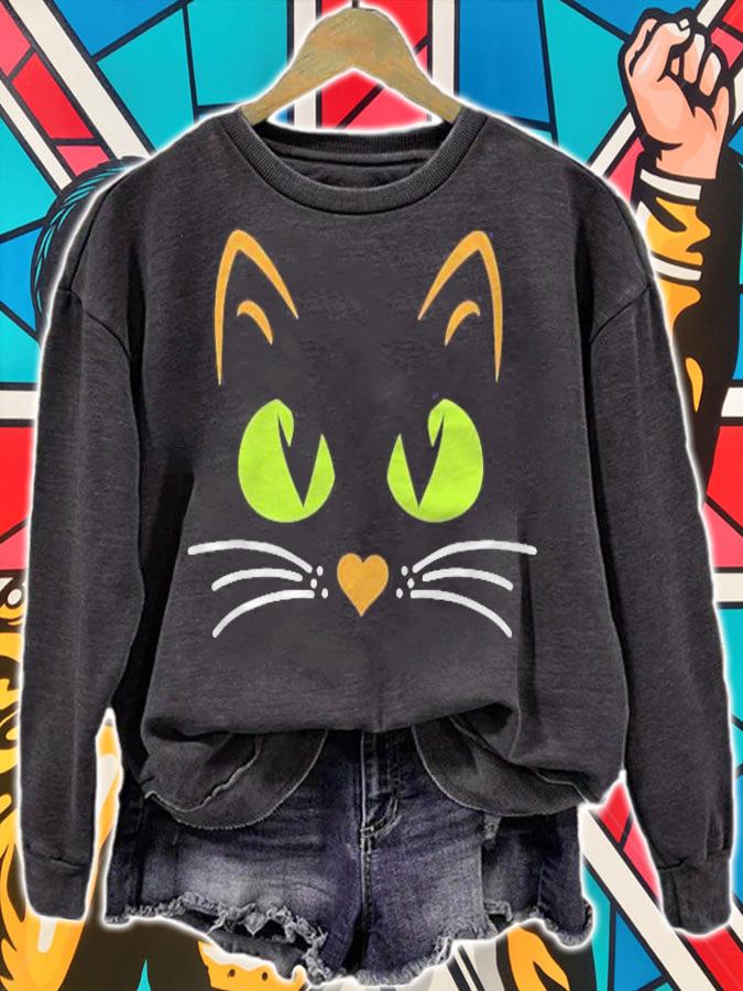 Halloween Cat Costume Kids Toddler Cat Face Halloween Kitten T-shirt sweatshirt