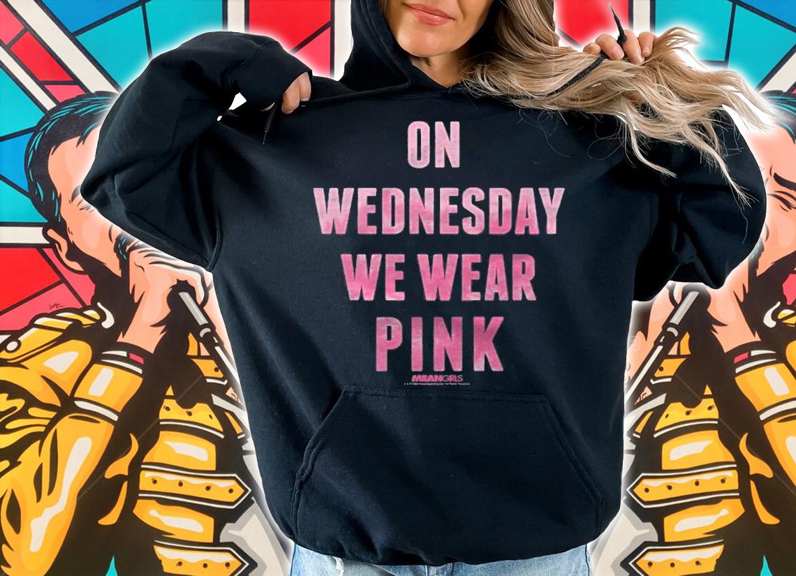 Mean Girls On Wednesday We Wear Pink Distressed Text Premium Shirt hoodie