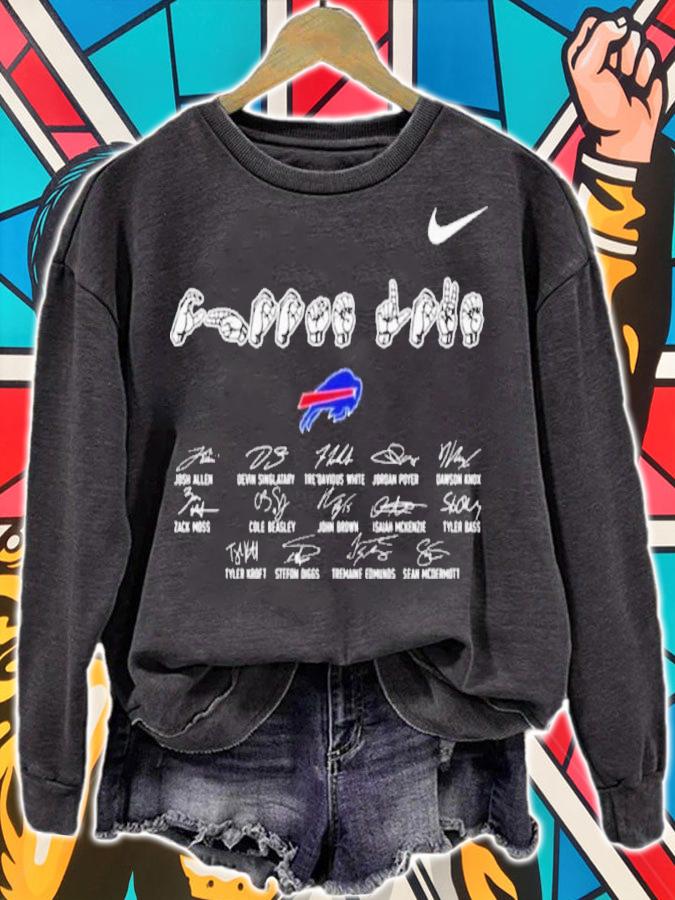 Nike Buffalo Bills Sign Language Josh Allen Zack Moss Stefon Diggs Signatures Shirt sweatshirt