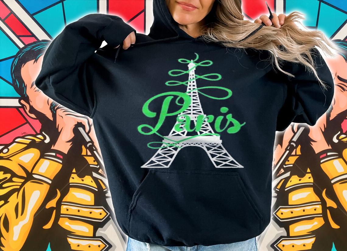Paris Script Eiffel Tower French France shirt
