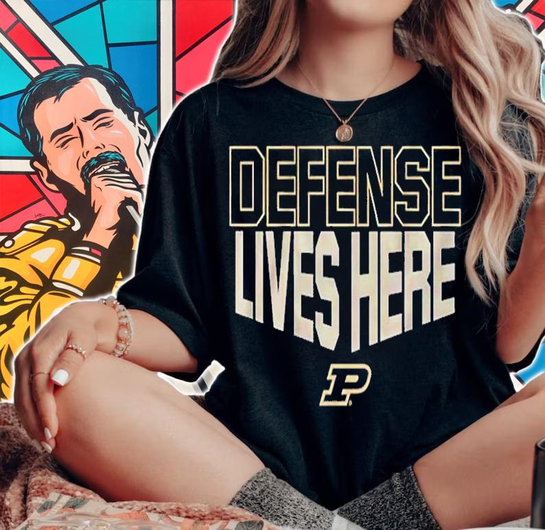 Purdue Basketball Defense Lives Here T-Shirt woman shirt