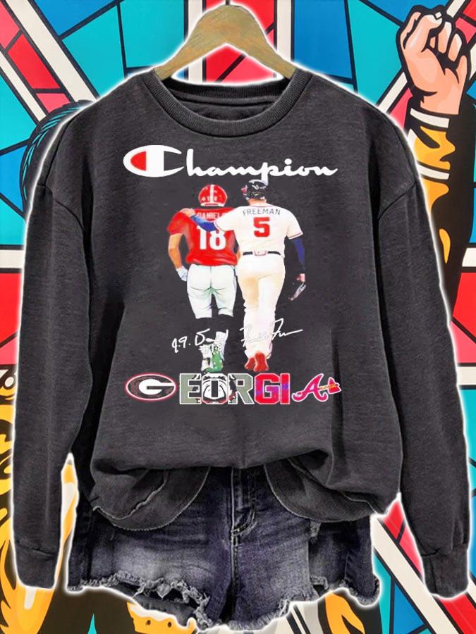 GEORGIA Champion Jt Daniels And Freddie Freeman Georgia Signatures Shirt