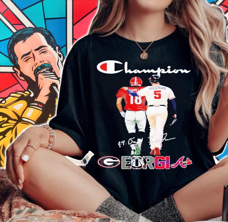 GEORGIA Champion Jt Daniels And Freddie Freeman Georgia Signatures Shirt