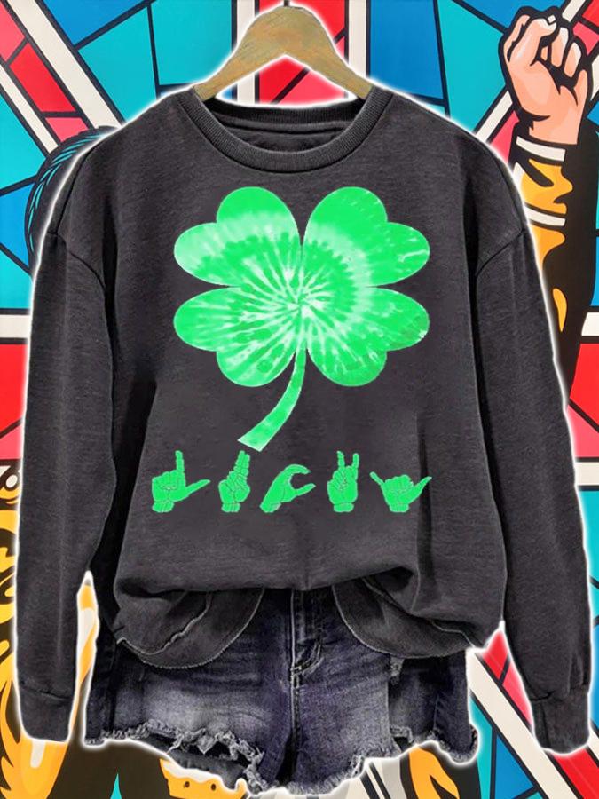 Irish Lucky Sign Language Deaf St Patrick's Day Asl T-Shirt sweatshirt