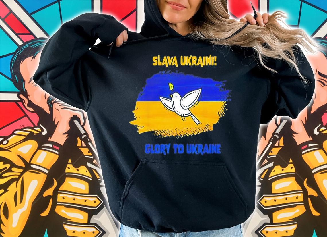 Slava Ukraini Glory To Ukraine Ukrainian Flag Peace And Dove Save Ukraine T-Shirt
