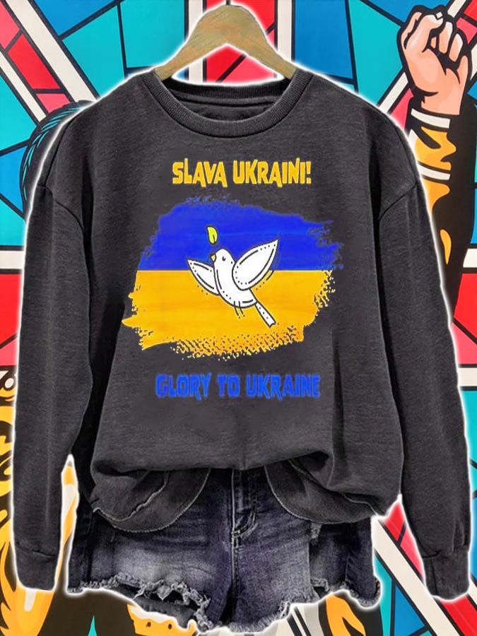 Slava Ukraini Glory To Ukraine Ukrainian Flag Peace And Dove Save Ukraine T-Shirt