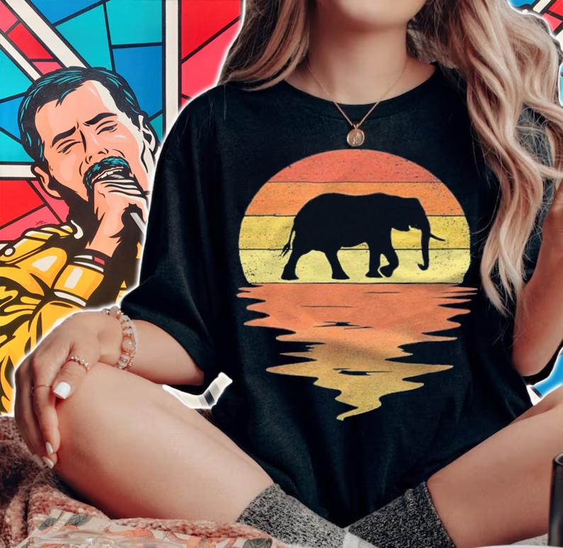 Sunset animal elephant Vintage T-shirt woman shirt