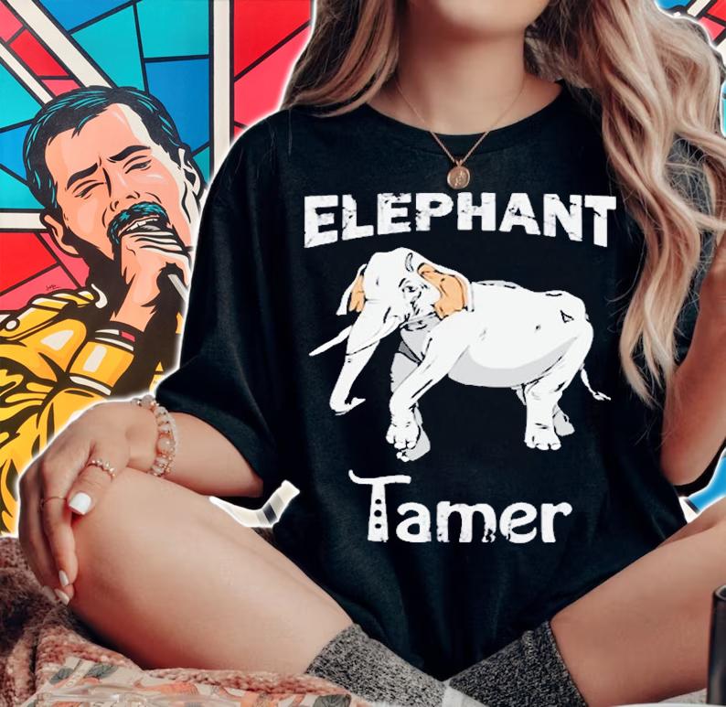 Funny Elephant Tamer Circus Master Distressed T-Shirt woman shirt