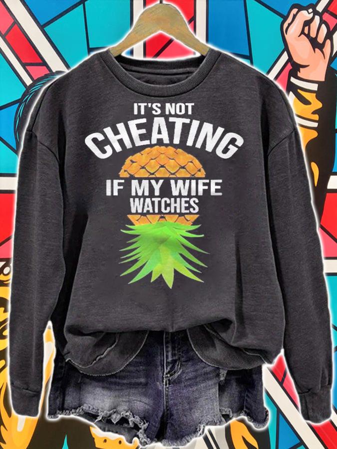 Funny Its Not Cheating If My Wife Watches Gift Men Husbands Shirt