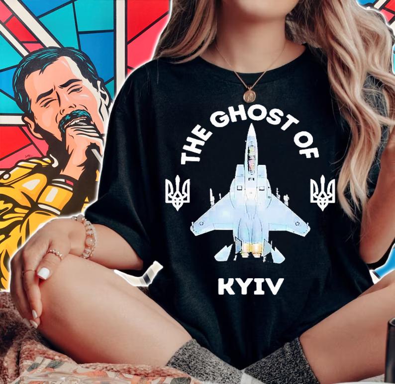 Ghost Of Kyiv Stand With Ukraine Pilot T-Shirt woman shirt