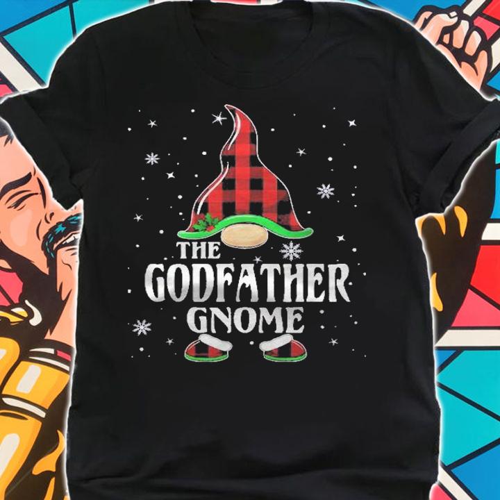 Godfather Gnome Buffalo Plaid Matching Family Christmas Shirt