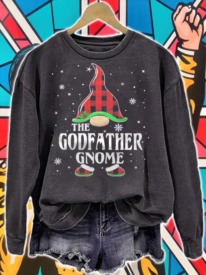Godfather Gnome Buffalo Plaid Matching Family Christmas Shirt