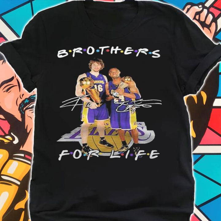 Kobe Bryant and Pau Gasol Brothers For Life signatures shirt