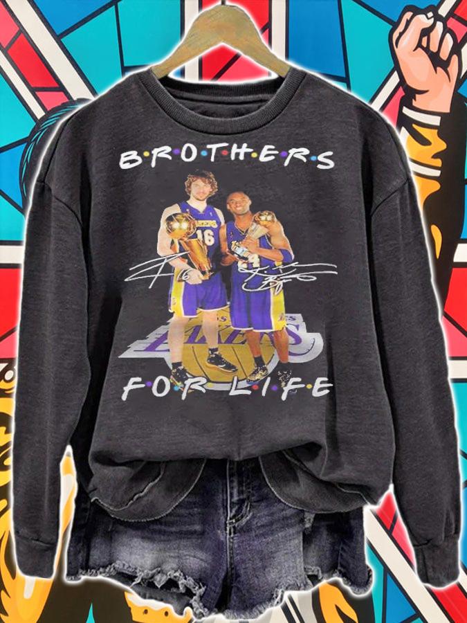 Kobe Bryant and Pau Gasol Brothers For Life signatures shirt