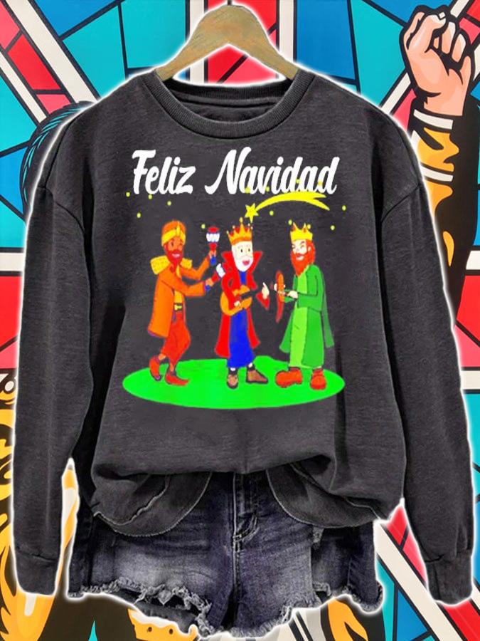 Los Tres Reyes Magos Three Wise Men Kings Music Christmas Raglan Baseball T-Shirt sweatshirt