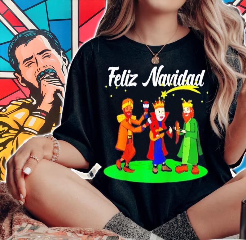 Los Tres Reyes Magos Three Wise Men Kings Music Christmas Raglan Baseball T-Shirt woman shirt