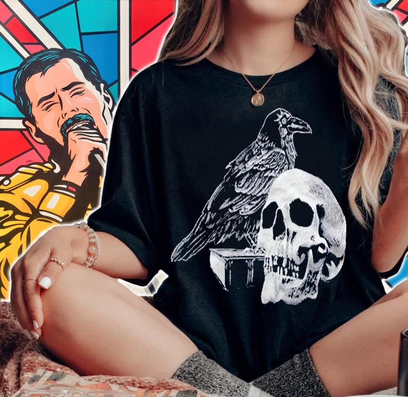 Quoth The Raven With Skull Classic Shirt woman shirt