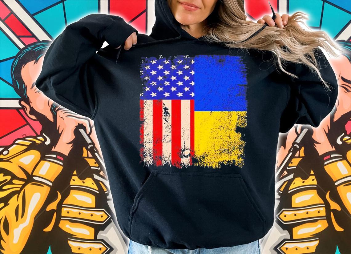 Support Ukraine American Flag Ukrainian Roots t-shirt hoodie